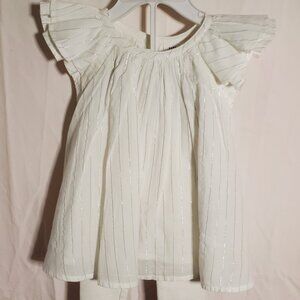Baby Gap off-white and silver striped two-piece dress/leggings set (3-6 months)